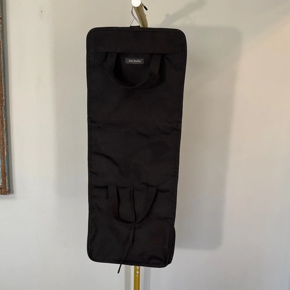 Vera Bradley Black Hanging cosmetics Organizer with Floral Trim EUC